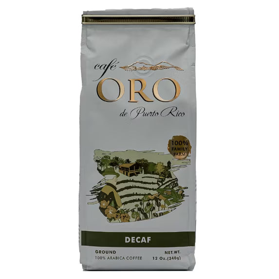 Cafe Oro De Puerto Rico Decaf 12 oz, Ground, Medium Roast