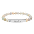 Pulsera naci en puerto rico en  piedra natural grabable con la  Fecha de nacimiento personalizada