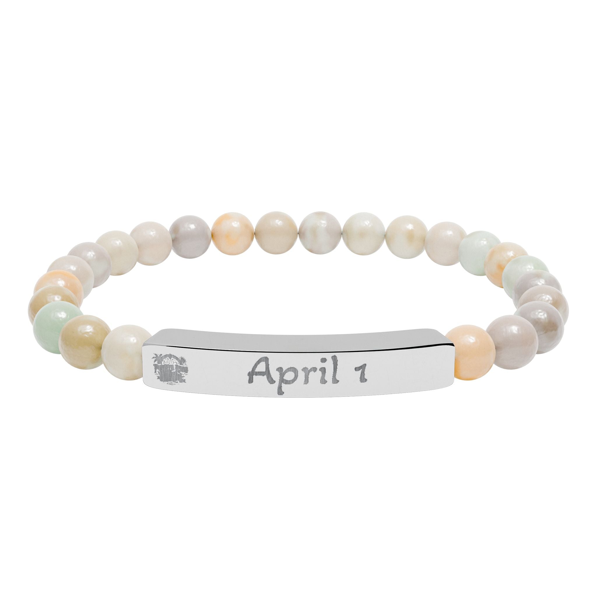 Pulsera naci en puerto rico en  piedra natural grabable con la  Fecha de nacimiento personalizada