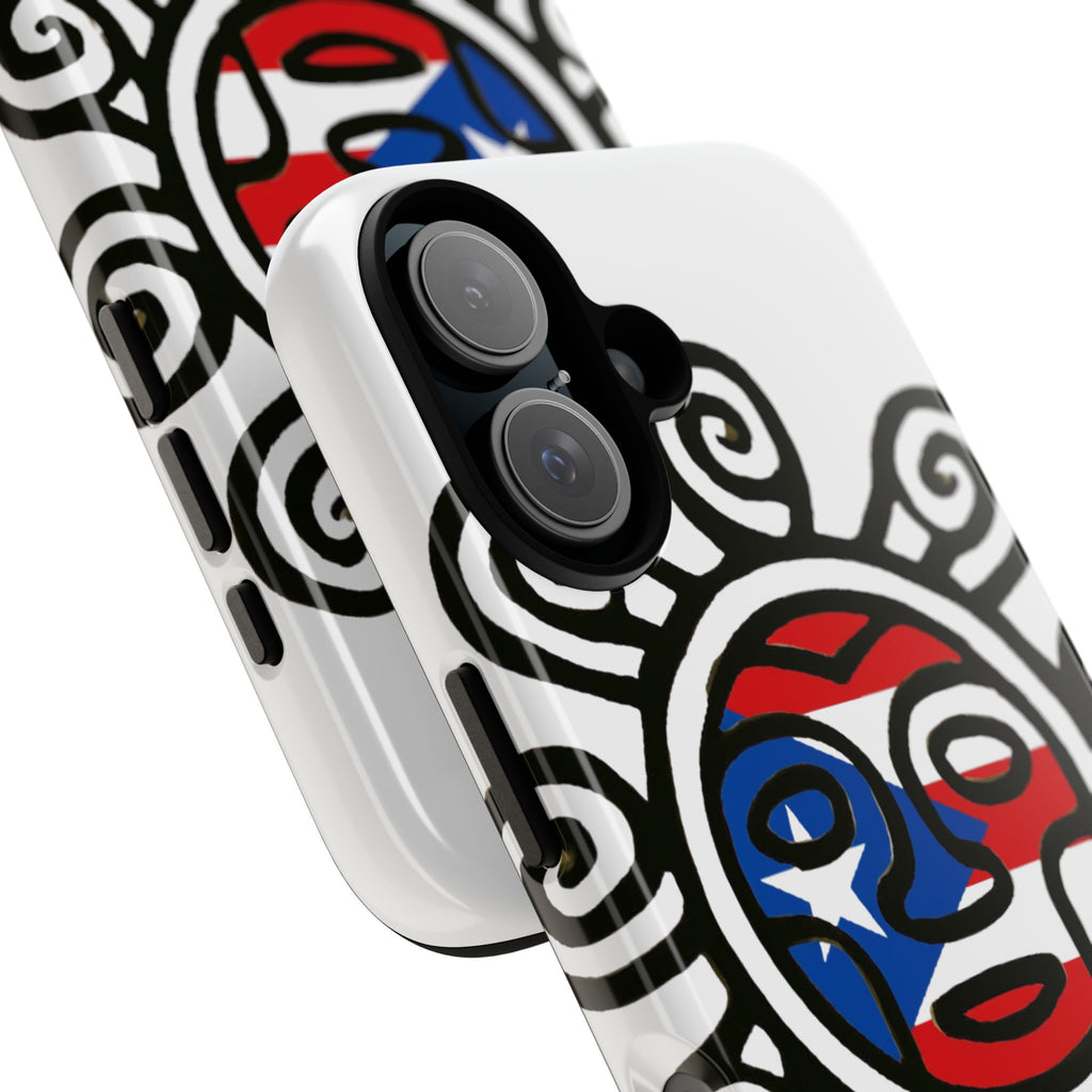 Phone Case — Puerto Rico Sun Face Tribal Design (Patriotic Red, White & Blue)