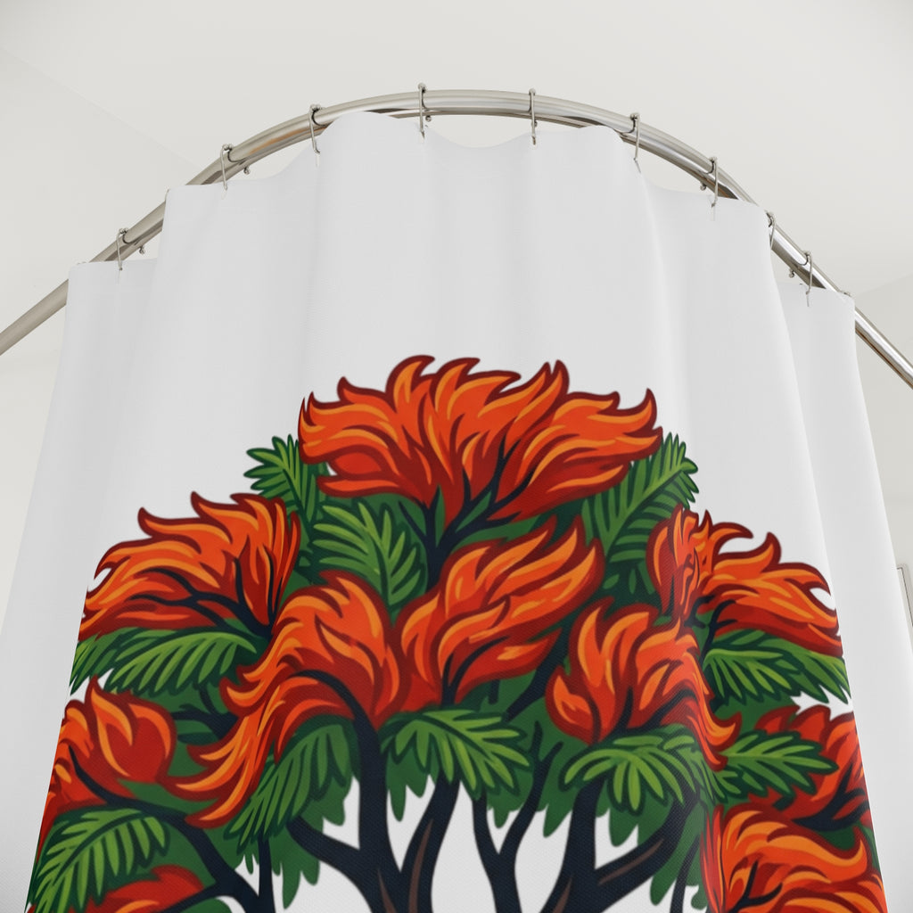 Cortina para baño flamboyan puertorriqueño