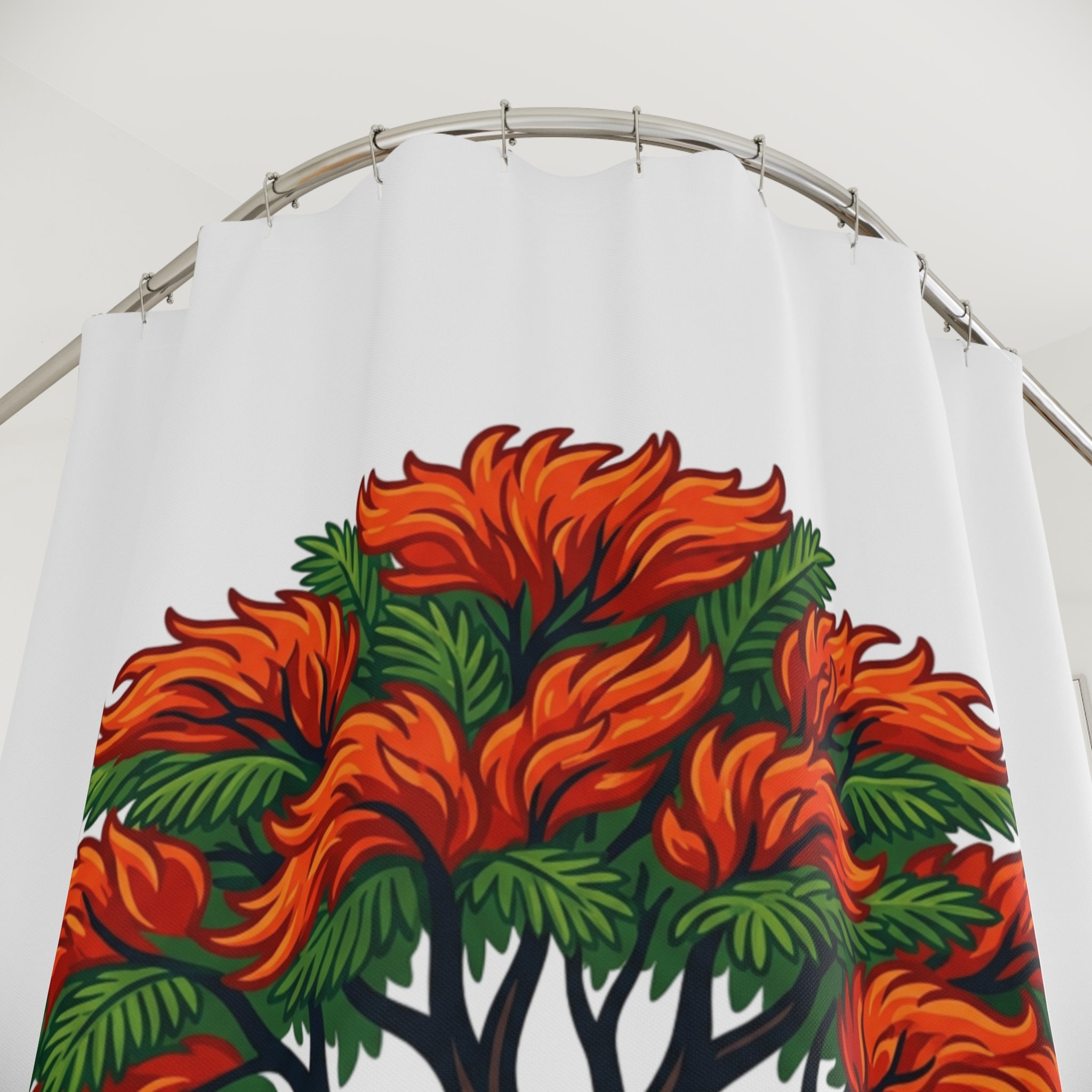 Cortina para baño flamboyan puertorriqueño