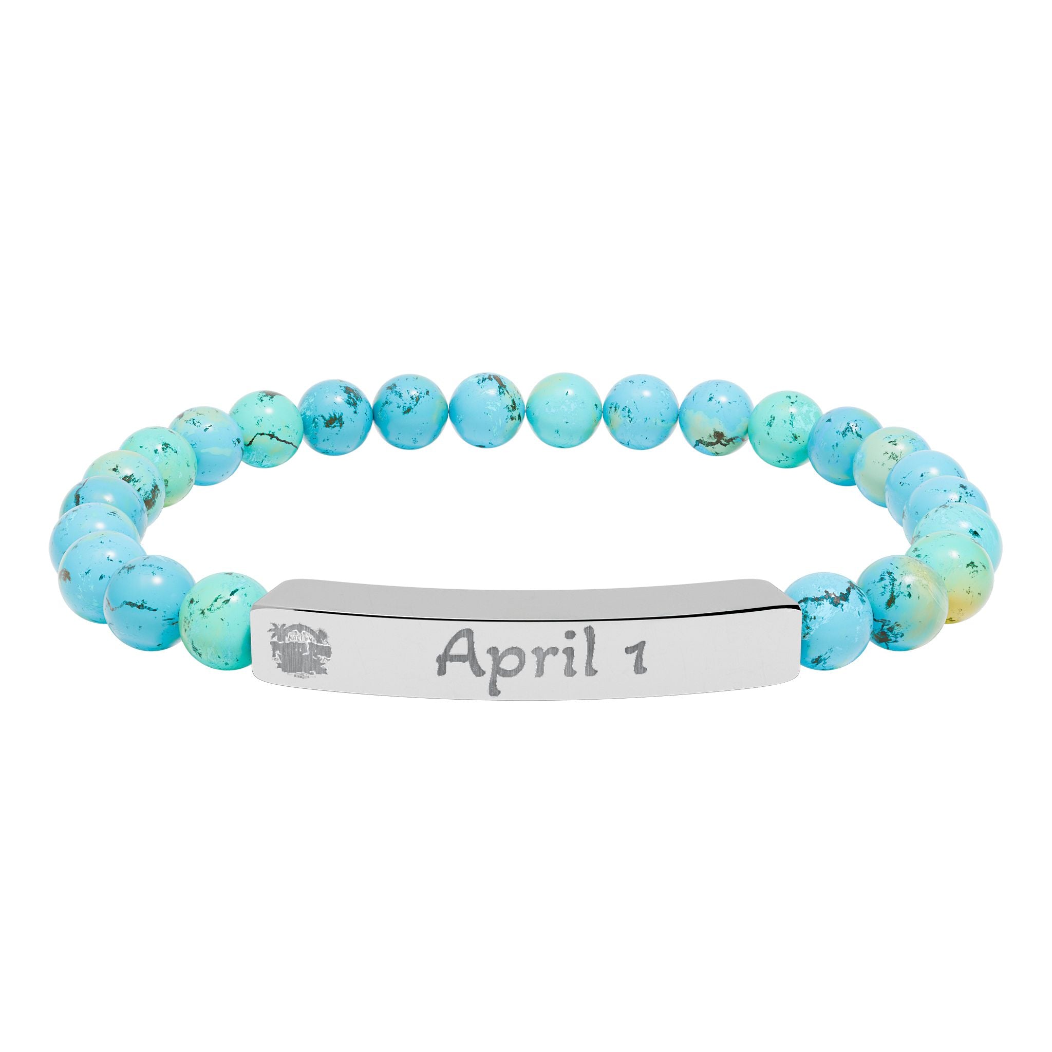 Pulsera naci en puerto rico en  piedra natural grabable con la  Fecha de nacimiento personalizada