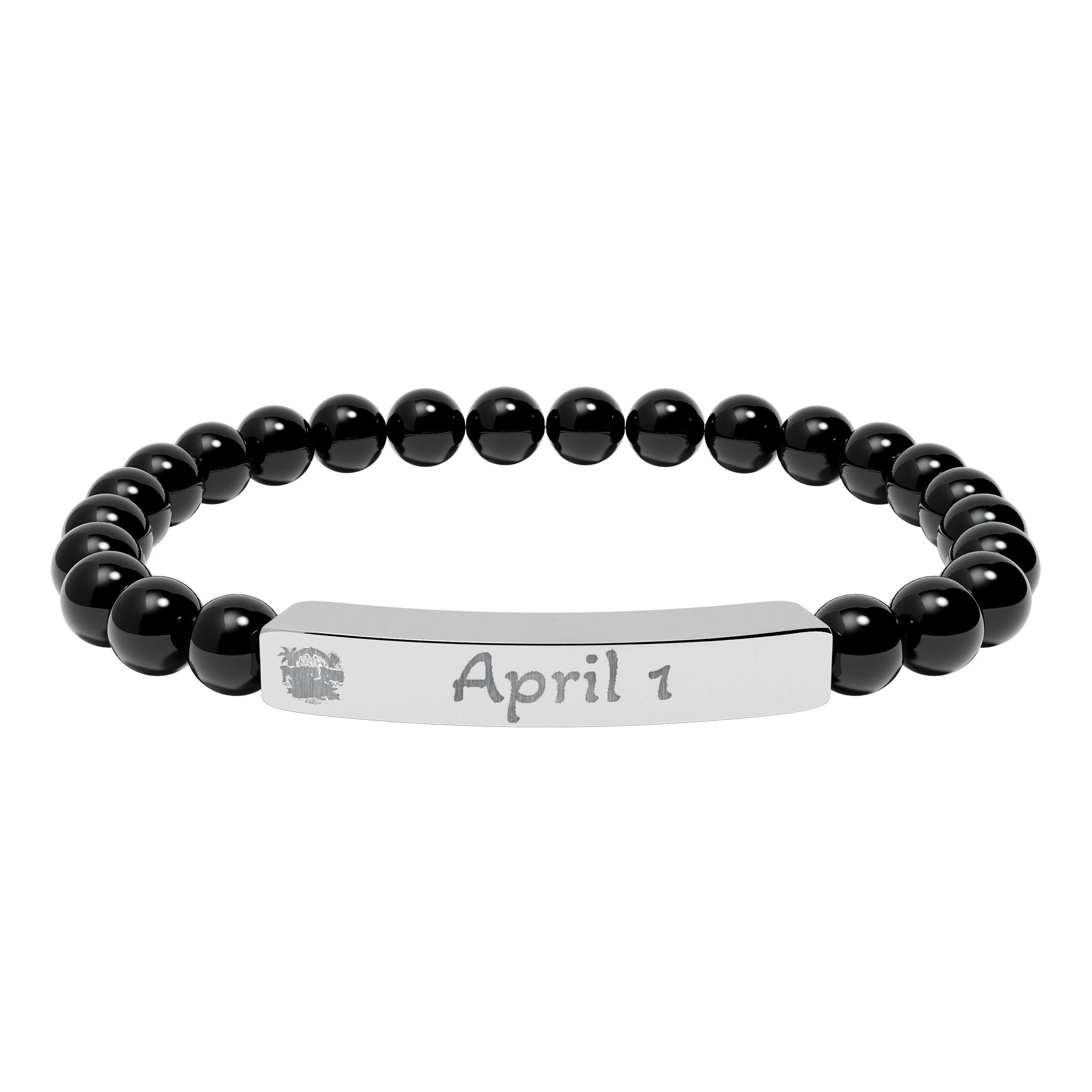 Pulsera naci en puerto rico en  piedra natural grabable con la  Fecha de nacimiento personalizada