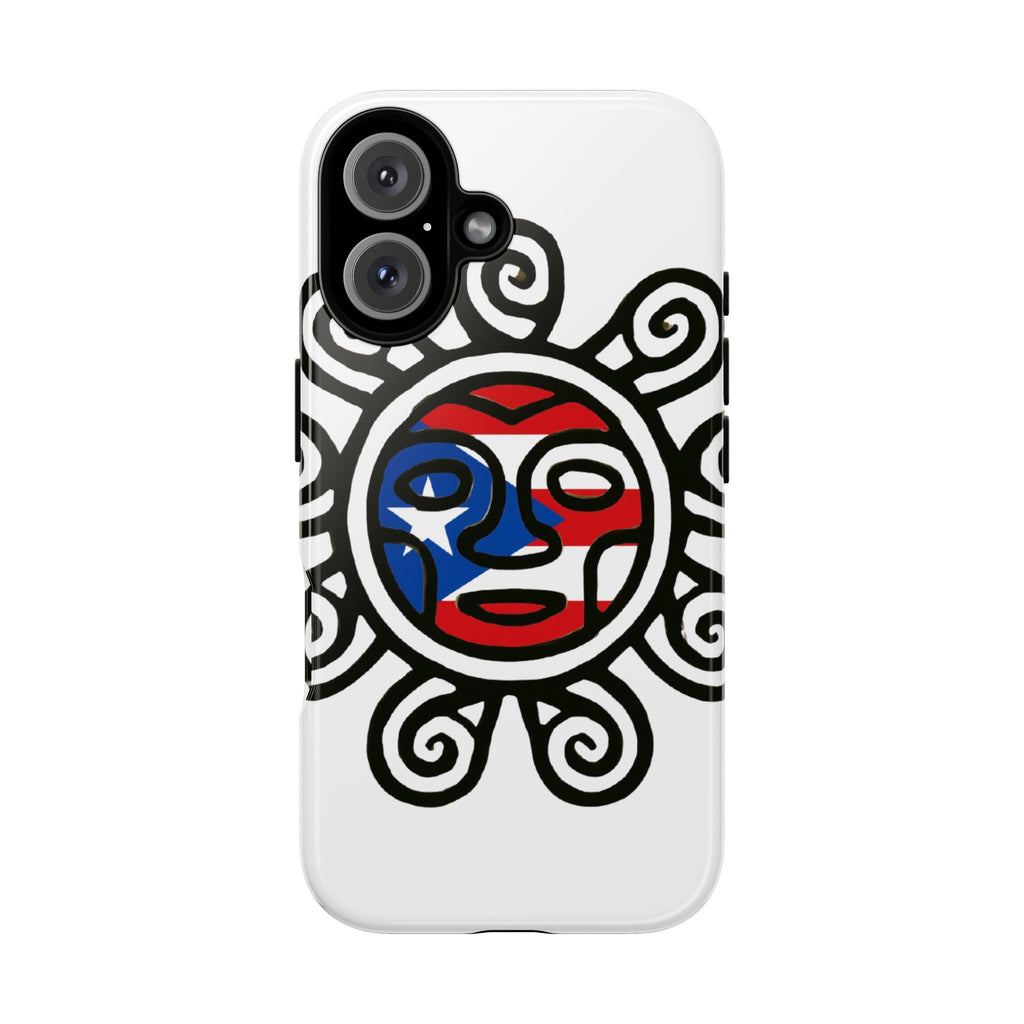 Phone Case — Puerto Rico Sun Face Tribal Design (Patriotic Red, White & Blue)