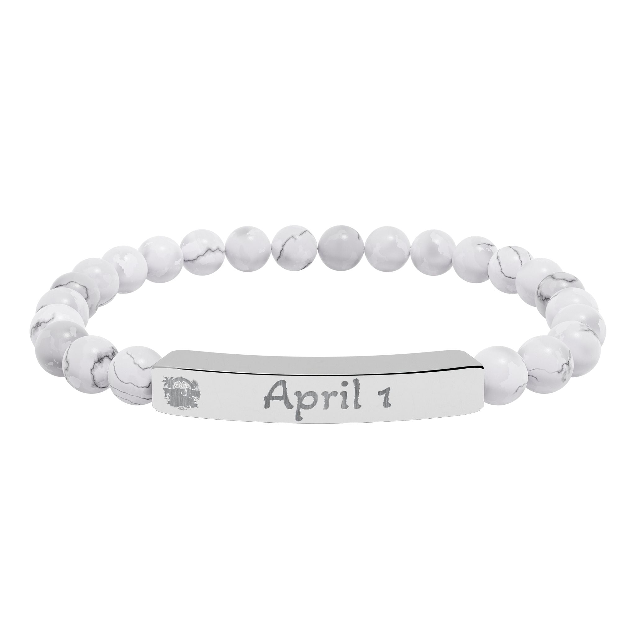 Pulsera naci en puerto rico en  piedra natural grabable con la  Fecha de nacimiento personalizada
