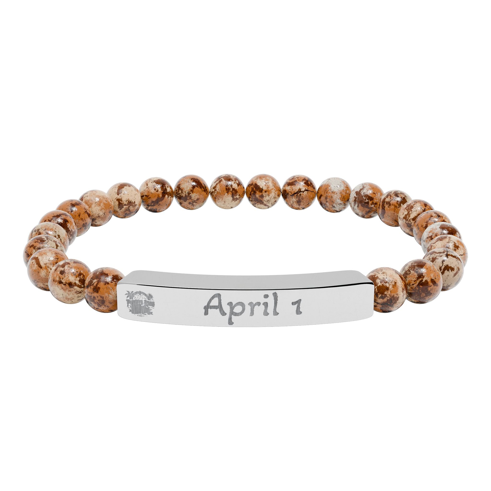 Pulsera naci en puerto rico en  piedra natural grabable con la  Fecha de nacimiento personalizada