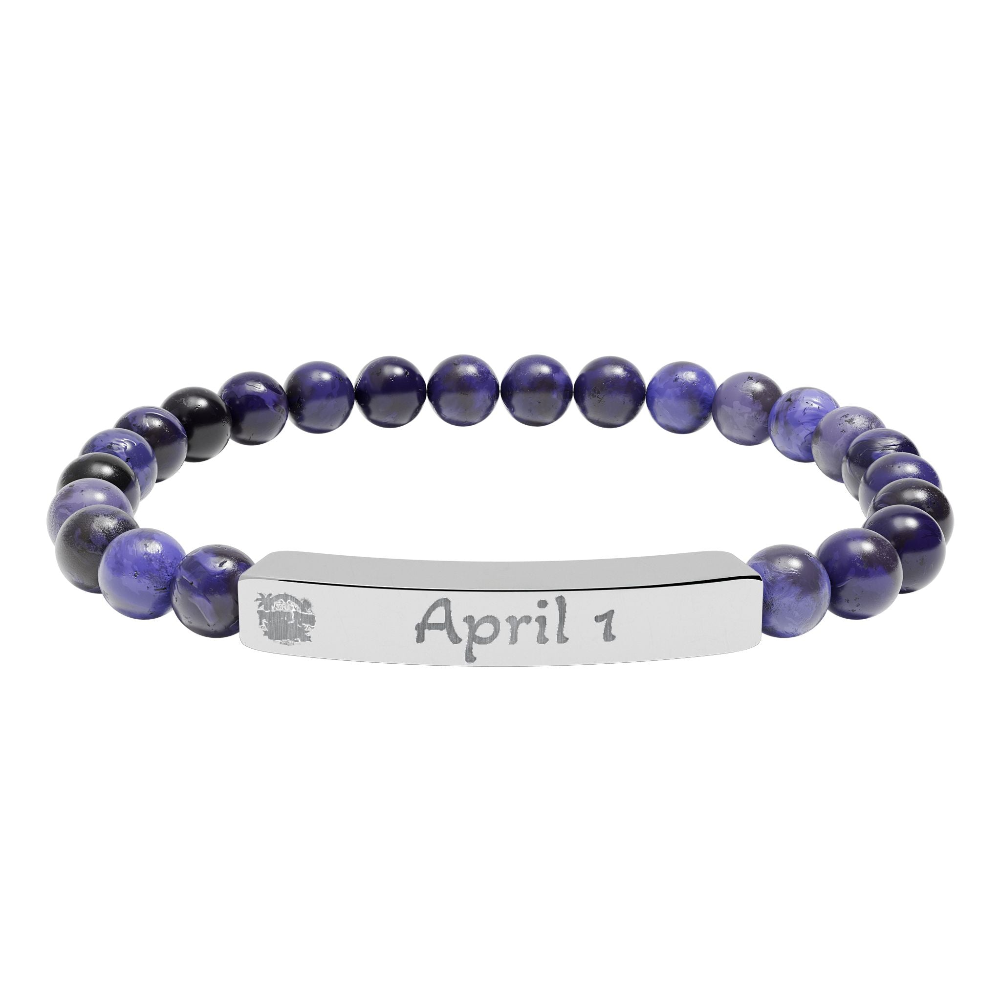 Pulsera naci en puerto rico en  piedra natural grabable con la  Fecha de nacimiento personalizada