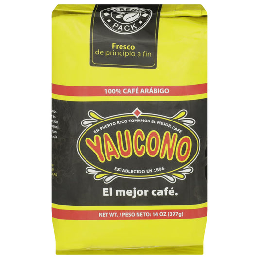 Yaucono Medium Roast Ground Coffee Fresh Pack, 14 oz Bag