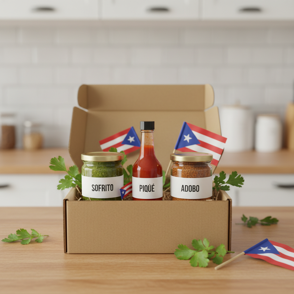 Imagen promocional de la Caja de Sabores Boricuas